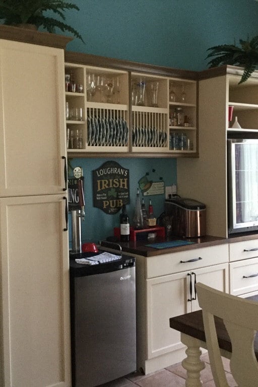 Triple shelf wood plate dish rack glasses spices organizer kitchen cabinet