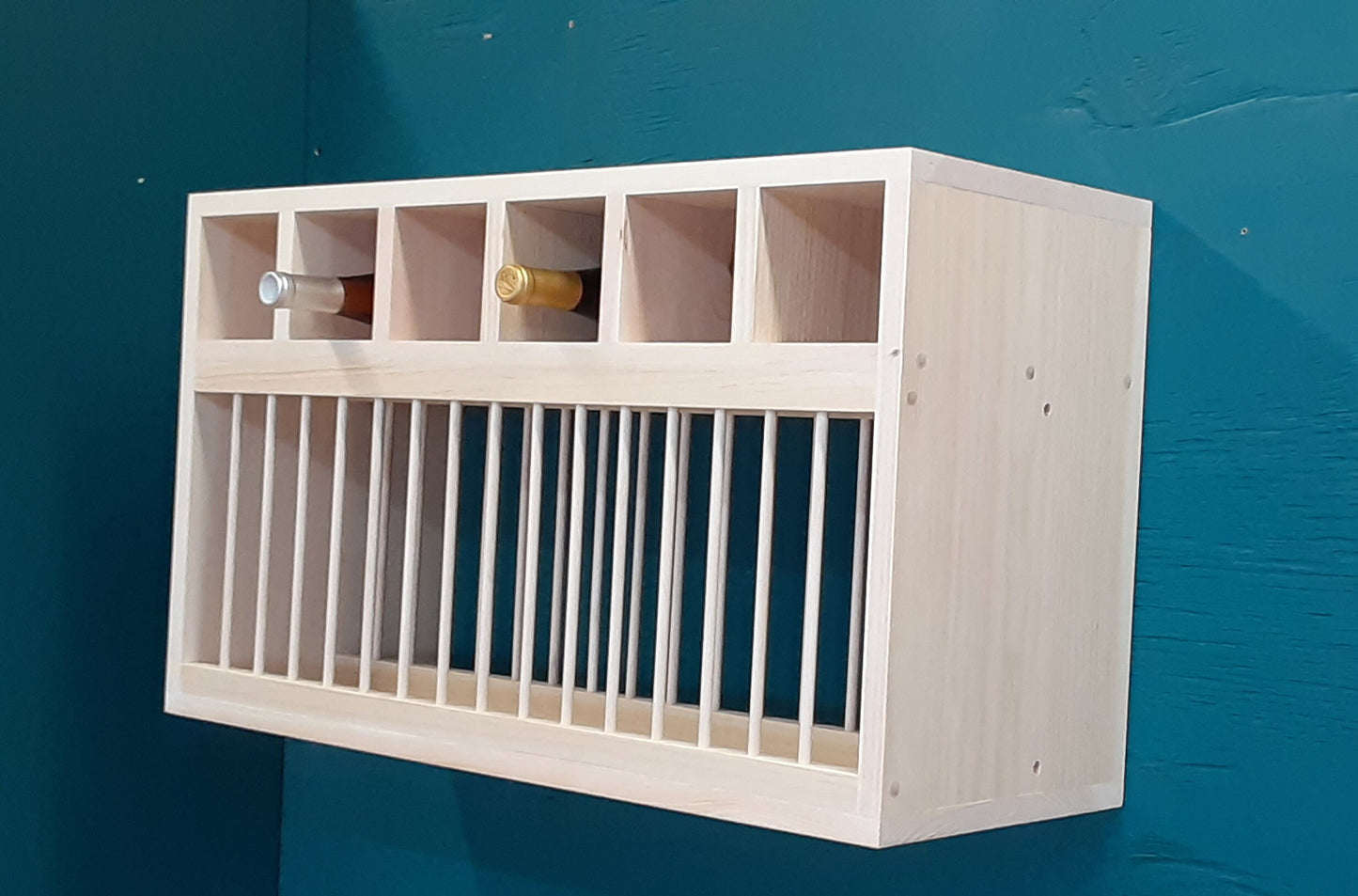 Ocean City Shore Cubby wood wine bottle holder plate dish rack organizer kitchen cabinet