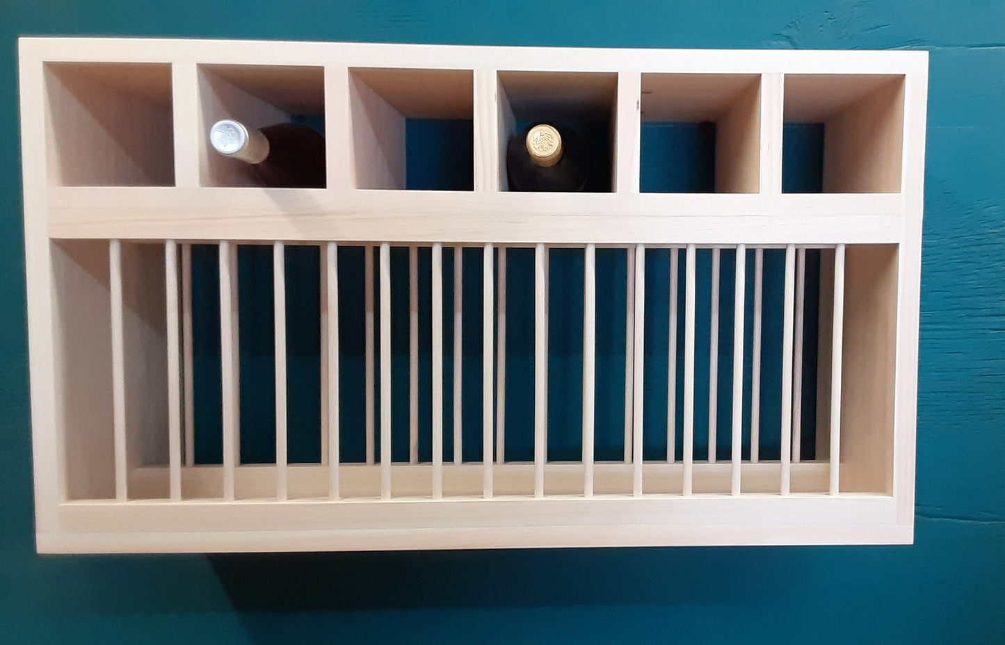 Ocean City Shore Cubby wood wine bottle holder plate dish rack organizer kitchen cabinet