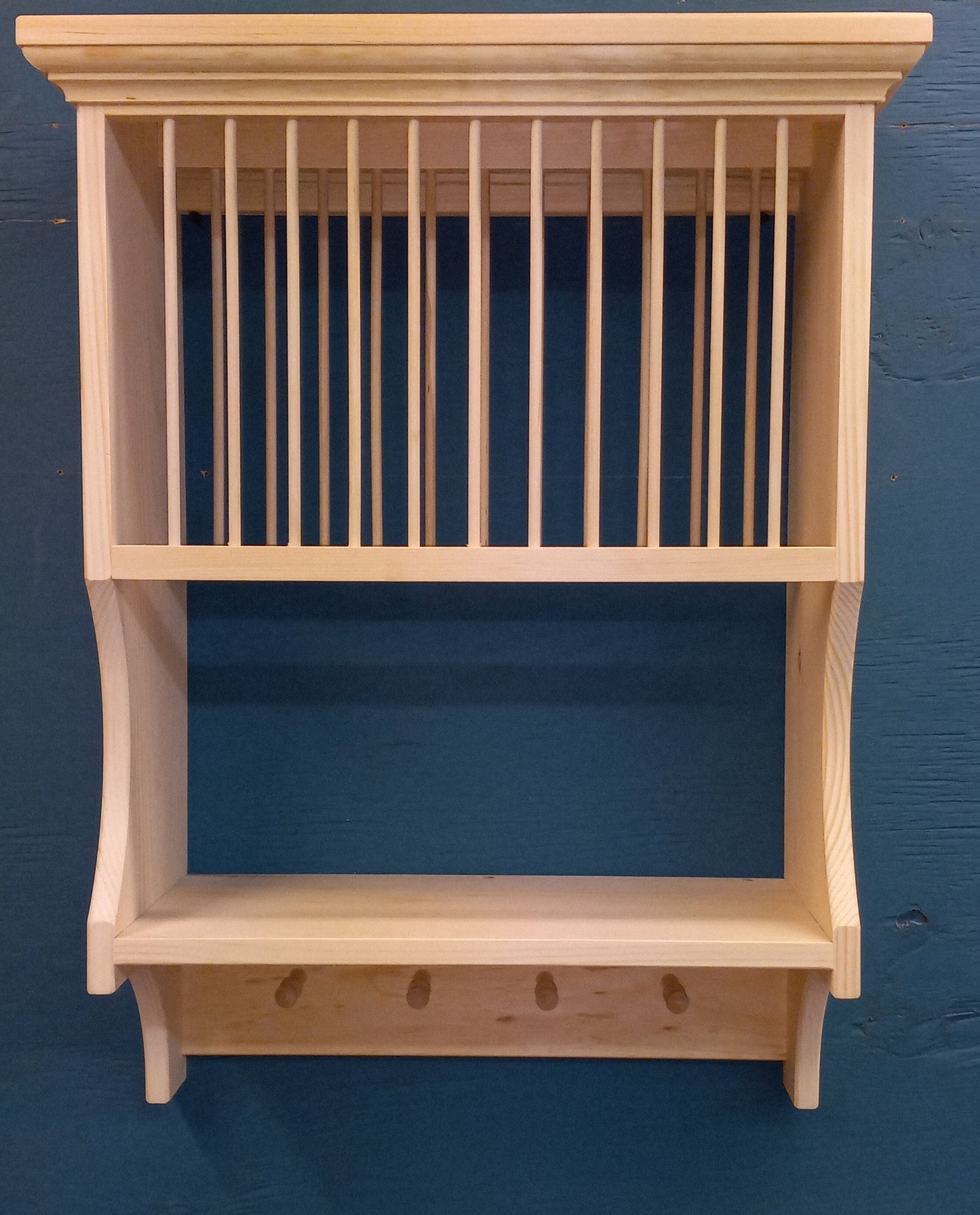 New Shaker Unfinished Crown moulding plate dish shelf rack cabinet lenox pottery plates mugs cups solid wood