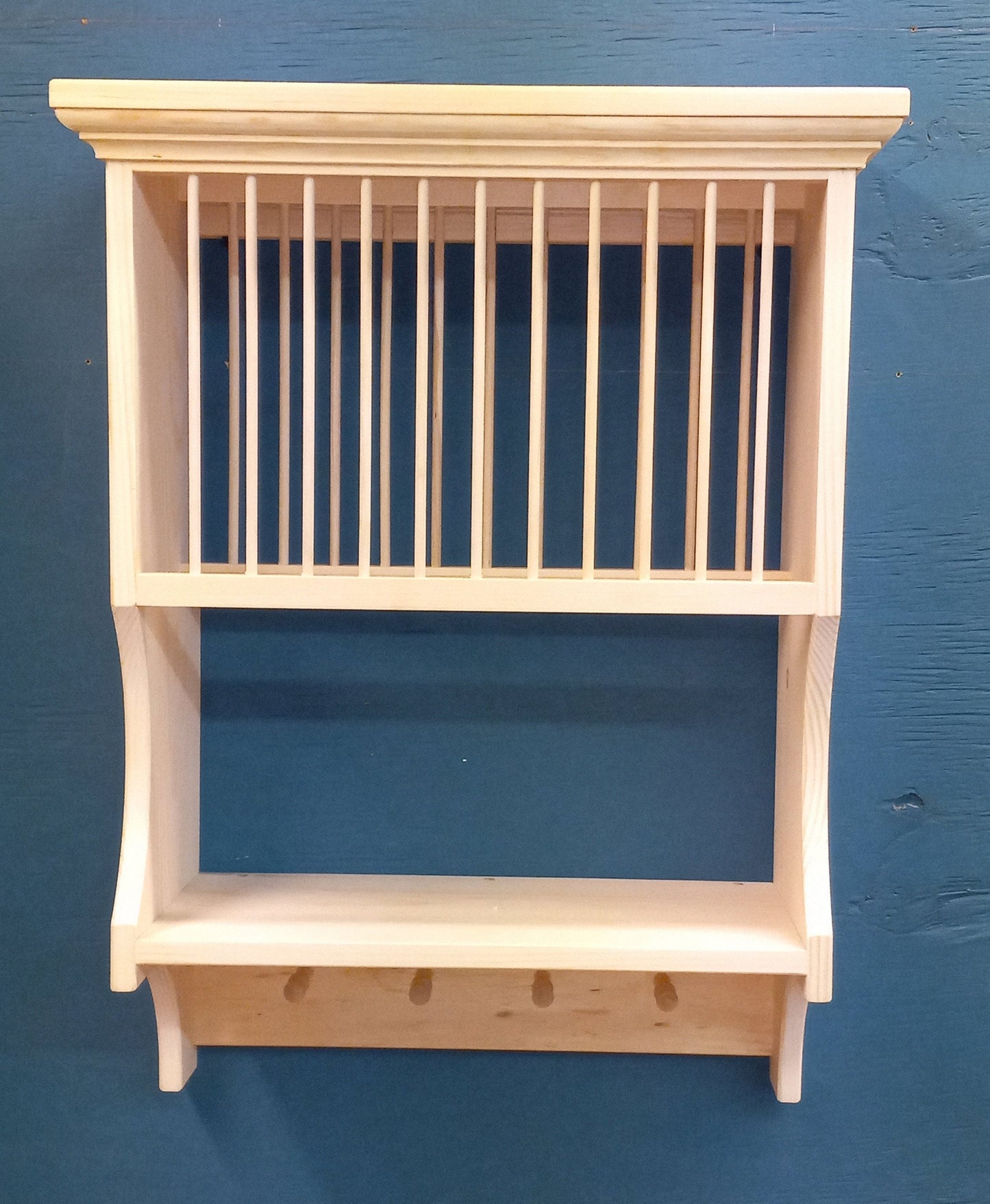 New Shaker Unfinished Crown moulding plate dish shelf rack cabinet lenox pottery plates mugs cups solid wood