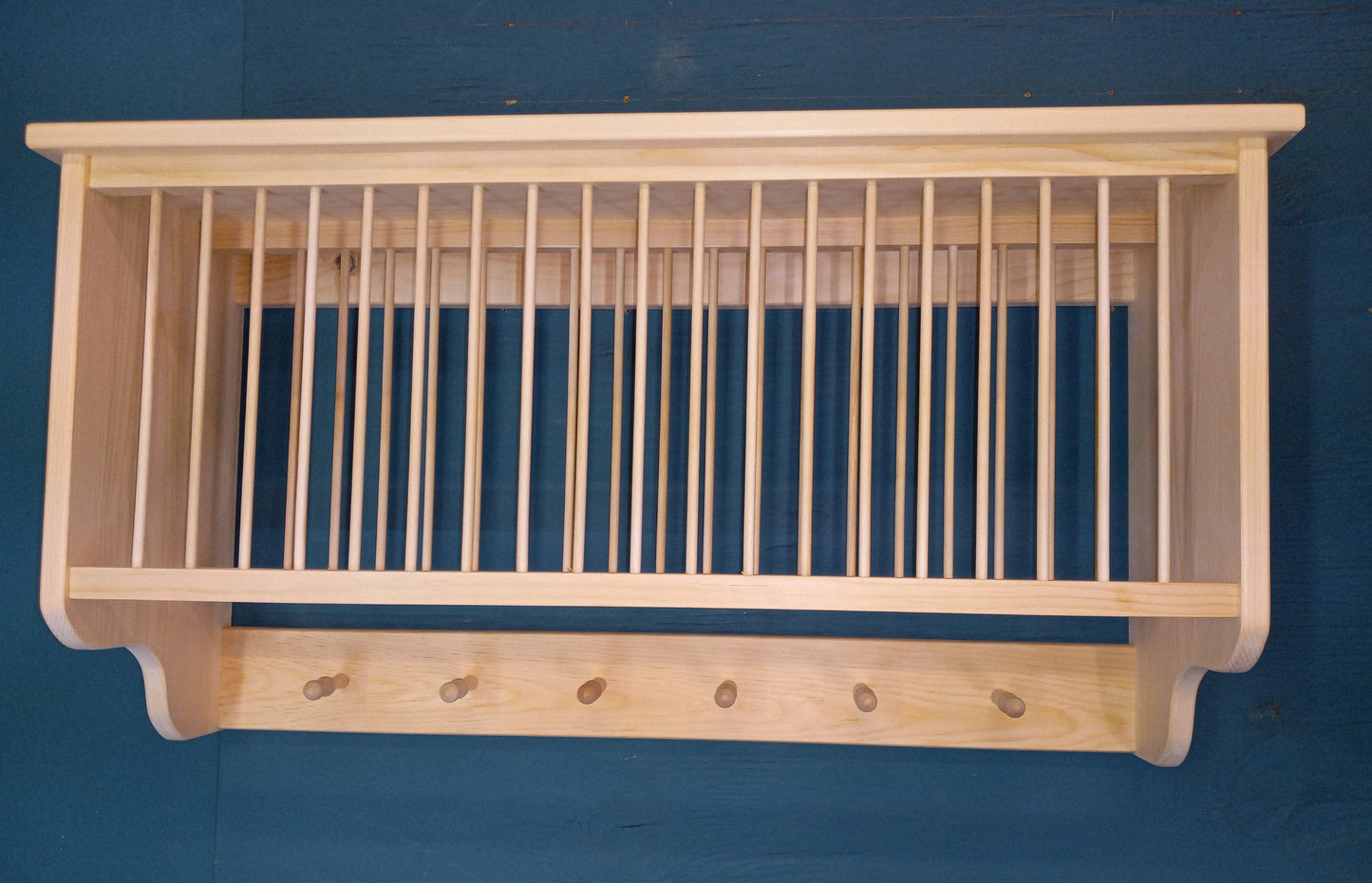 Country shaker peg drying Wood plate dish rack cabinet shelf kitchen Holds plates unfinished solid 3/4" pine wood