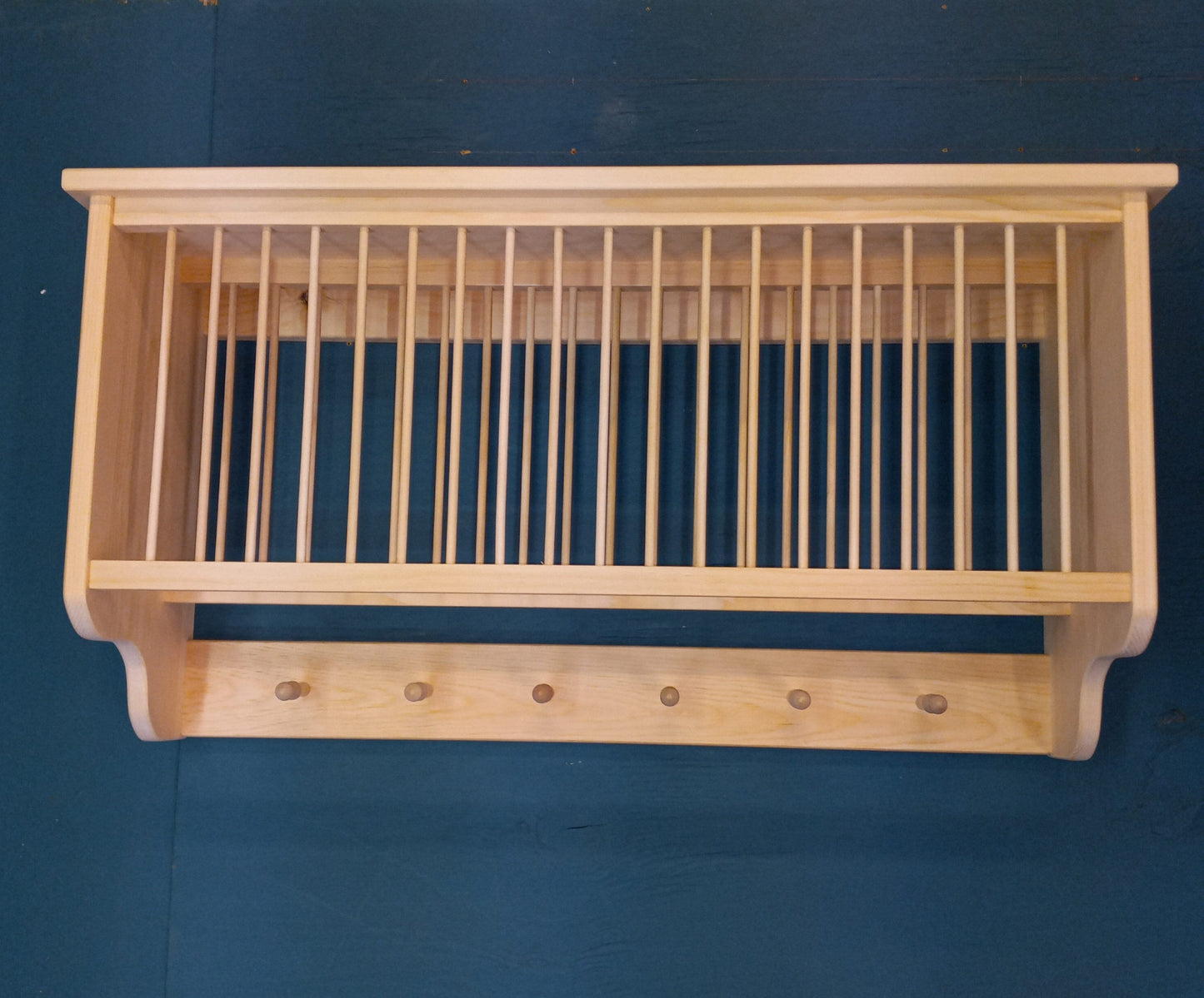 Country shaker peg drying Wood plate dish rack cabinet shelf kitchen Holds plates unfinished solid 3/4" pine wood