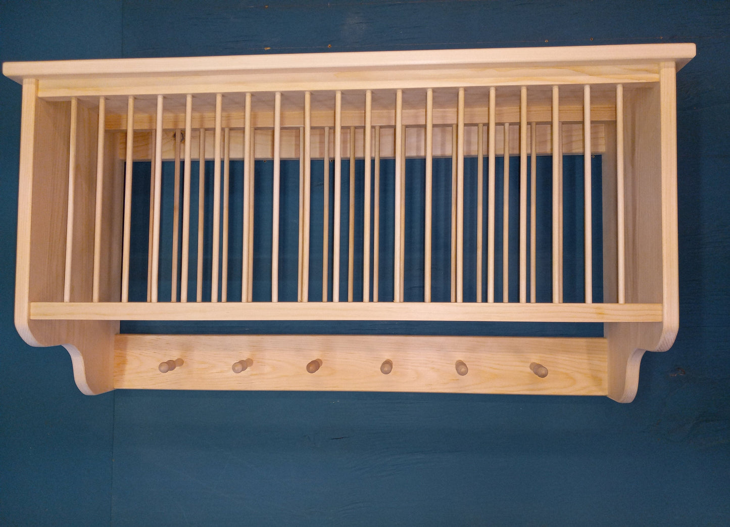 Country shaker peg drying Wood plate dish rack cabinet shelf kitchen Holds plates unfinished solid 3/4" pine wood
