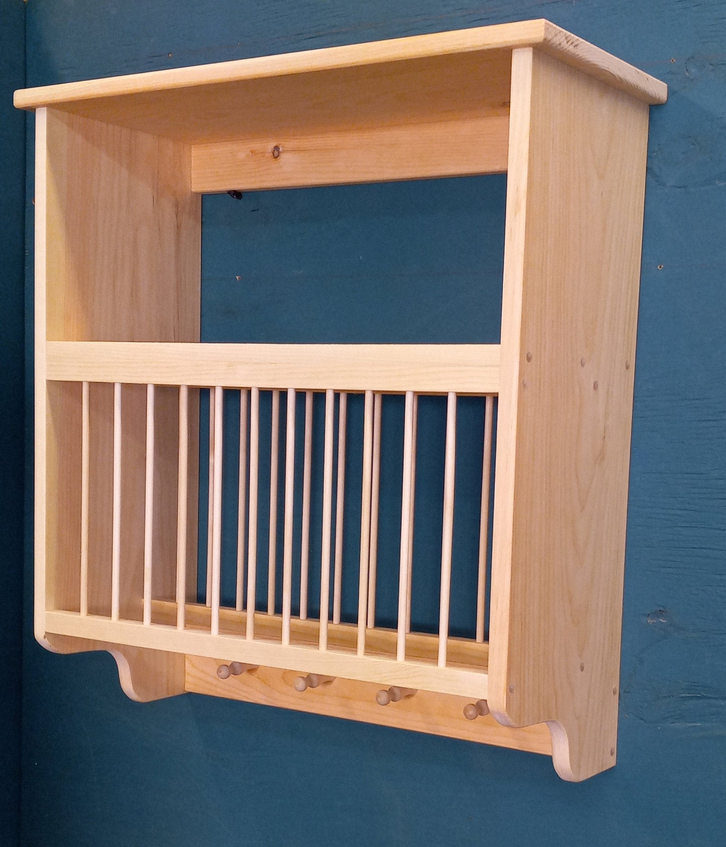 California style shaker peg drying Wood Unfinished plate dish shelf rack cabinet lenox pottery plates solid wood