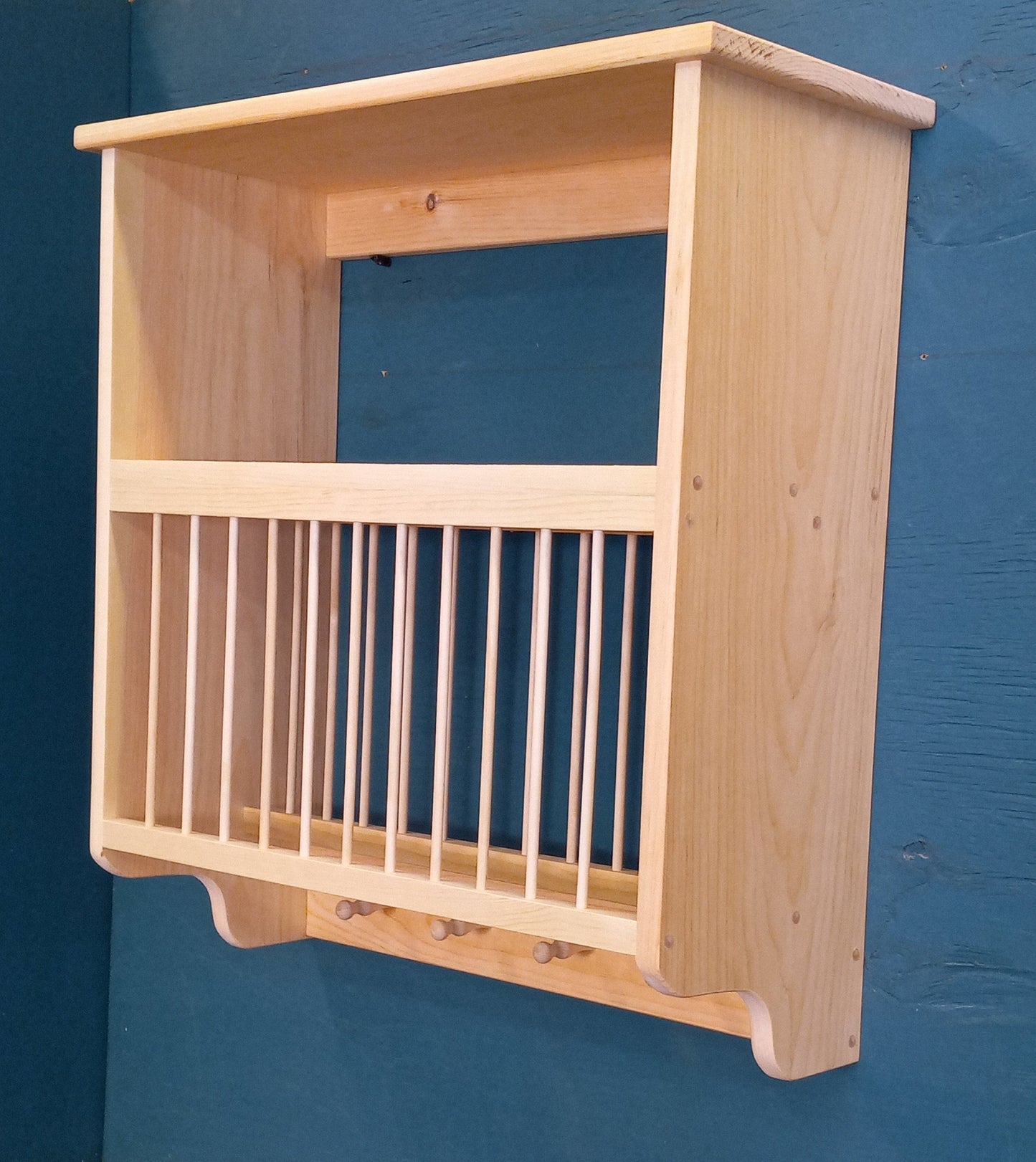 California style shaker peg drying Wood Unfinished plate dish shelf rack cabinet lenox pottery plates solid wood