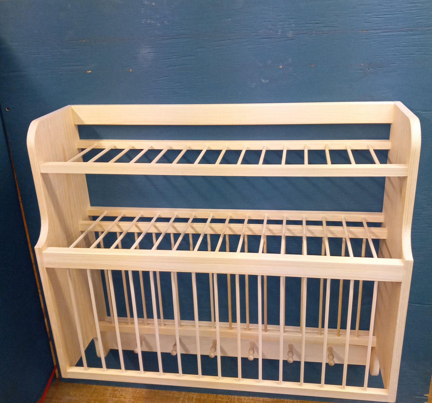 New unfinished Antique Style London dish drying Plate rack shelf cabinet with shaker pegs great storage for kitchen