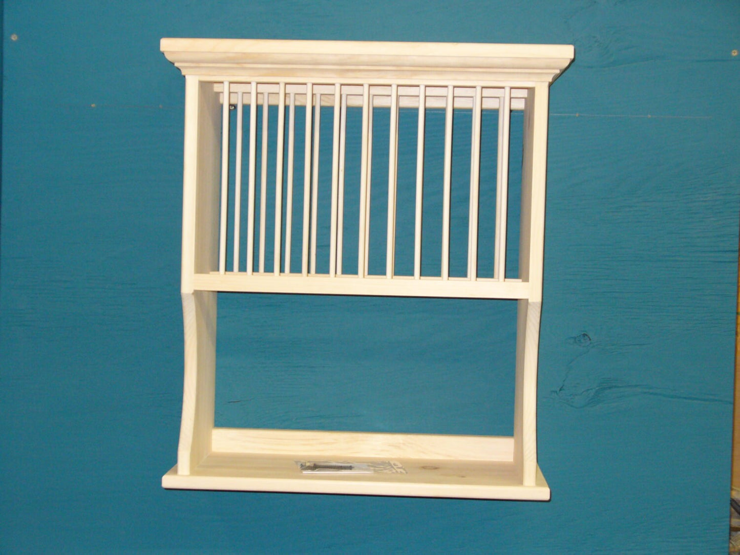 Wood Unfinished Crown moulding plate dish shelf rack cabinet lenox pottery plates solid wood