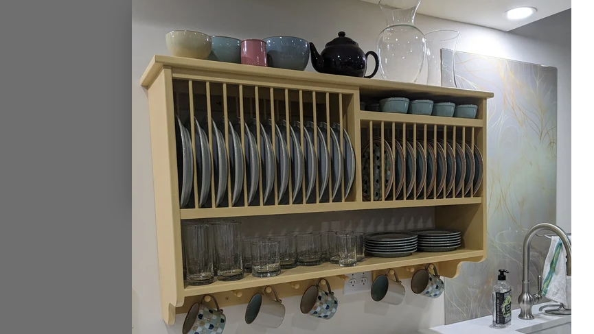 New Modern cabinet wood plate dish rack mugs glasses spice shelf kitch –  HolliWalt