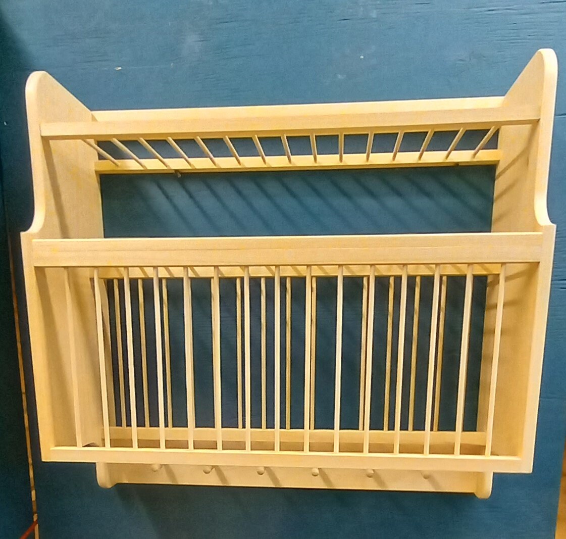 New unfinished Antique Style London dish drying Plate rack shelf cabinet with shaker pegs great storage for kitchen