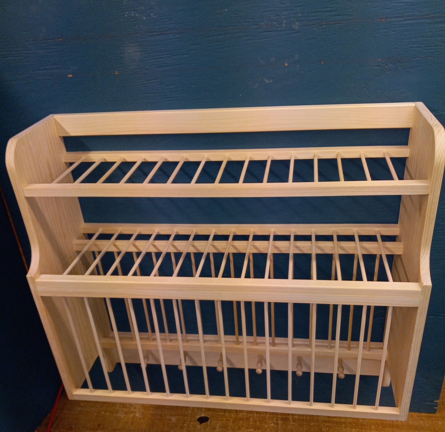 New unfinished Antique Style London dish drying Plate rack shelf cabinet with shaker pegs great storage for kitchen